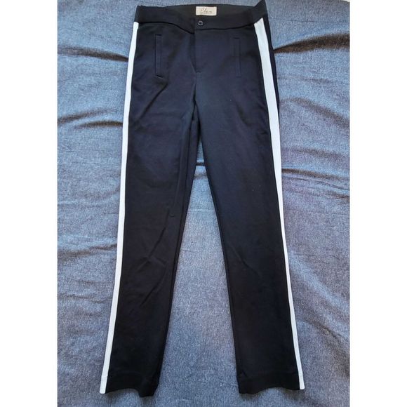 Elan Black with White Stripes Stretchy Pants Size Small - Picture 1 of 10